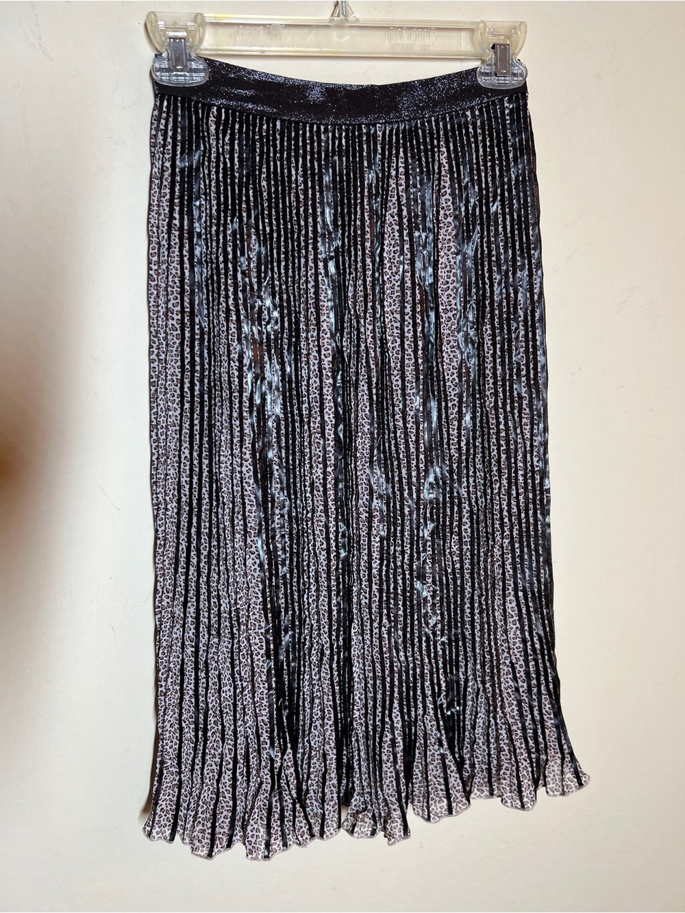 Patrizia PepeBrown Leopard and Black Velvet-Effect Skirt
